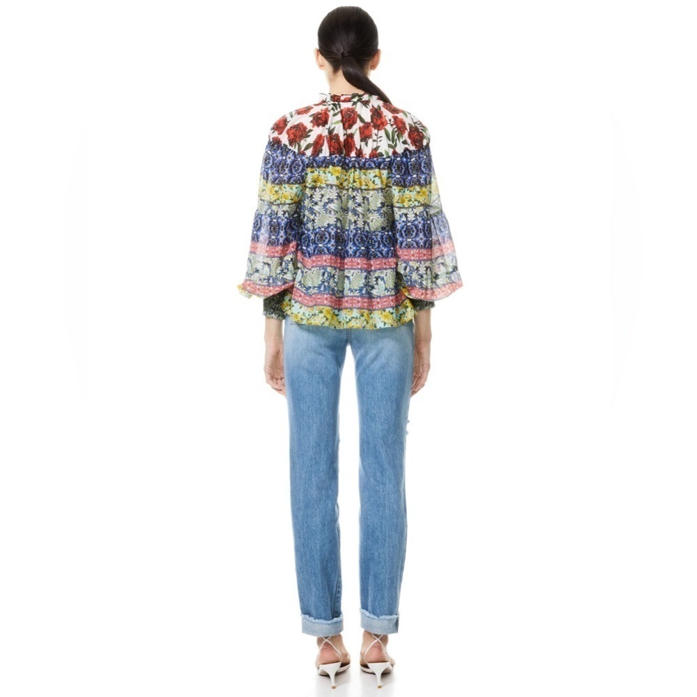 Alice + Olivia Marlyn Tie Neck Button Down Blouse sz XL - Picture 10 of 10